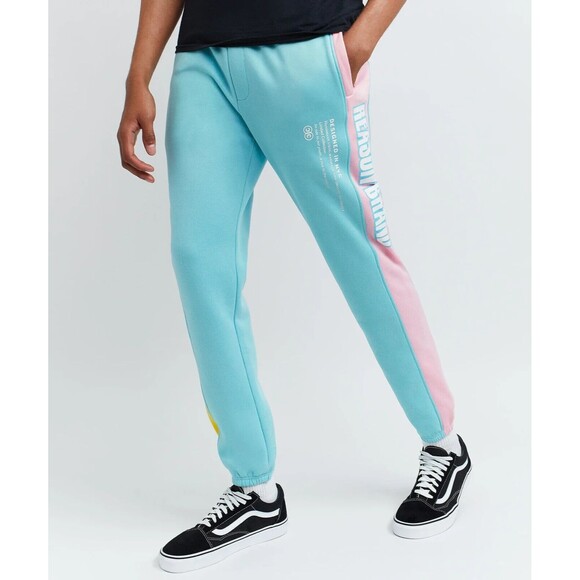 Reason Men's Pastel Blue Pink Yellow Colorblock Logo Jogger Size M - Picture 6 of 9